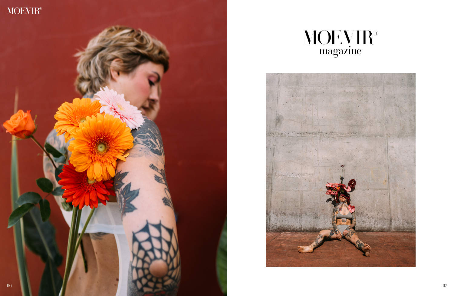 Flowers and Tattoos Moevir Magazine June Issue Irati Ayerza